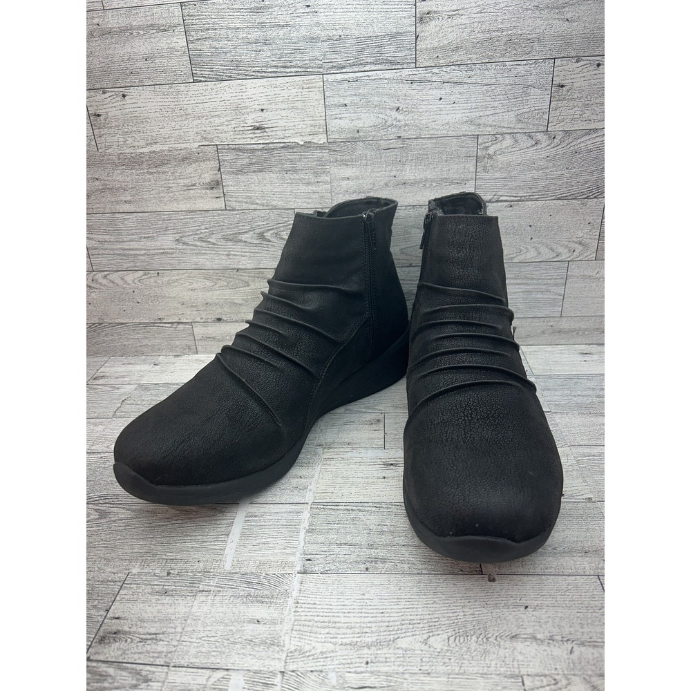 Skechers Boots Womens Size 11‎ Black BBK 167251 Faux Fur Lined Zip Ankle Shoes